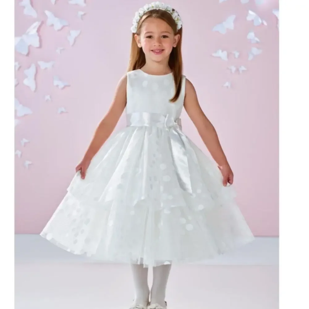 JOAN CALABRESE for Mon Cheri NWT White Polka Dot Dress, Size 5